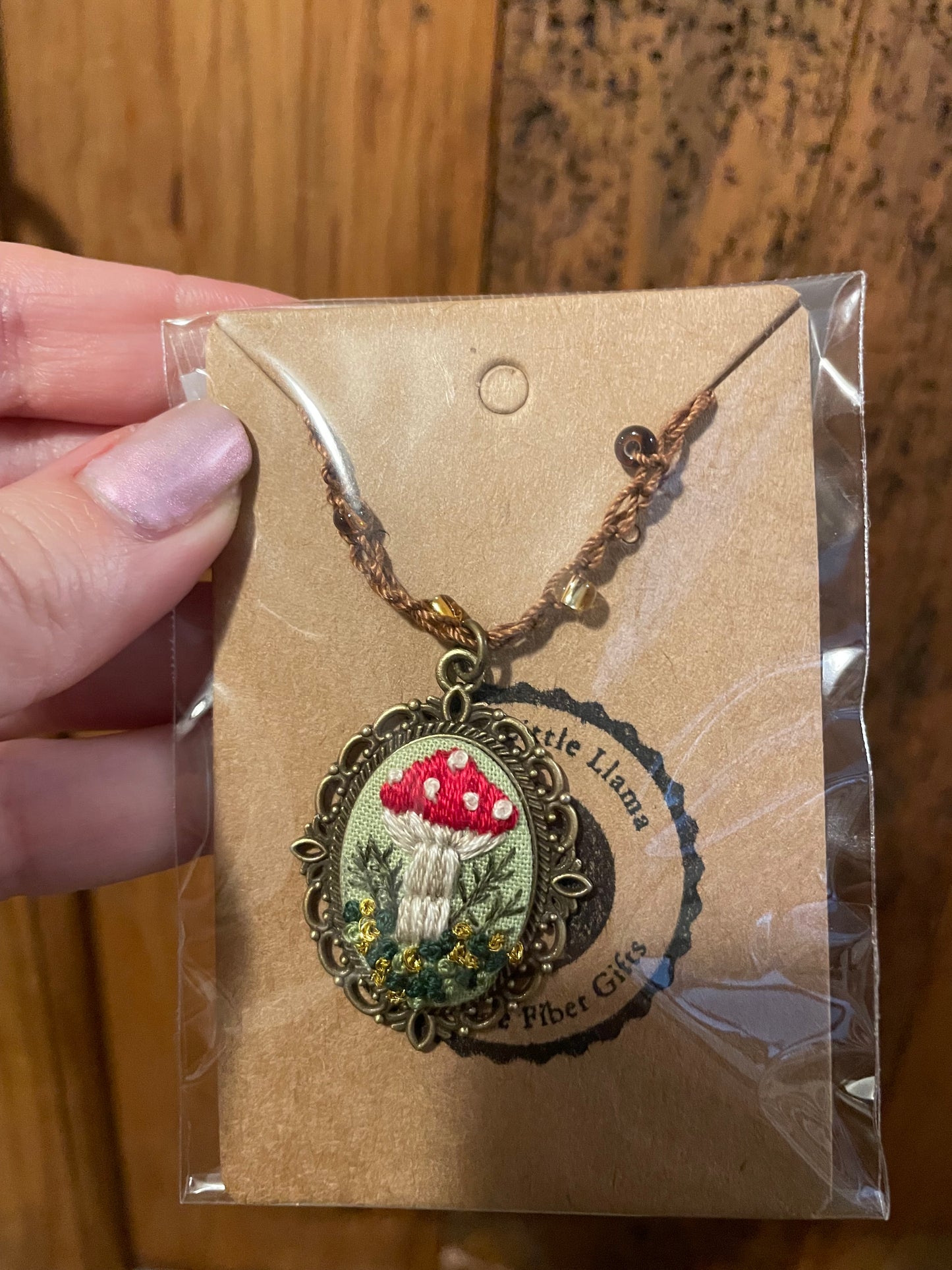 Mushroom Embroidered Necklace (Small)