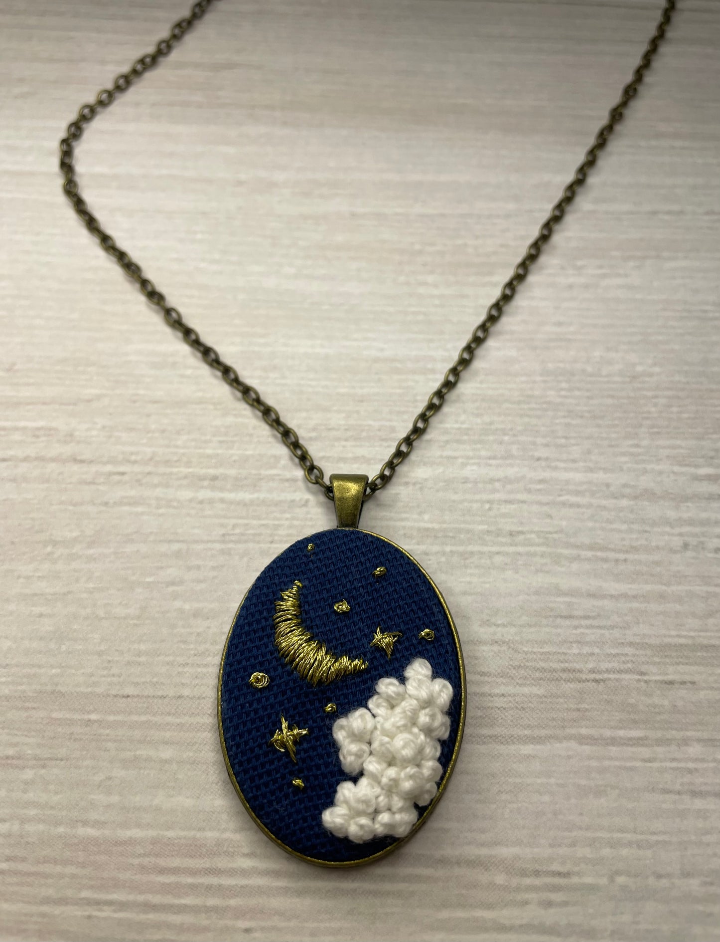 Moon and Stars Embroidered Necklace