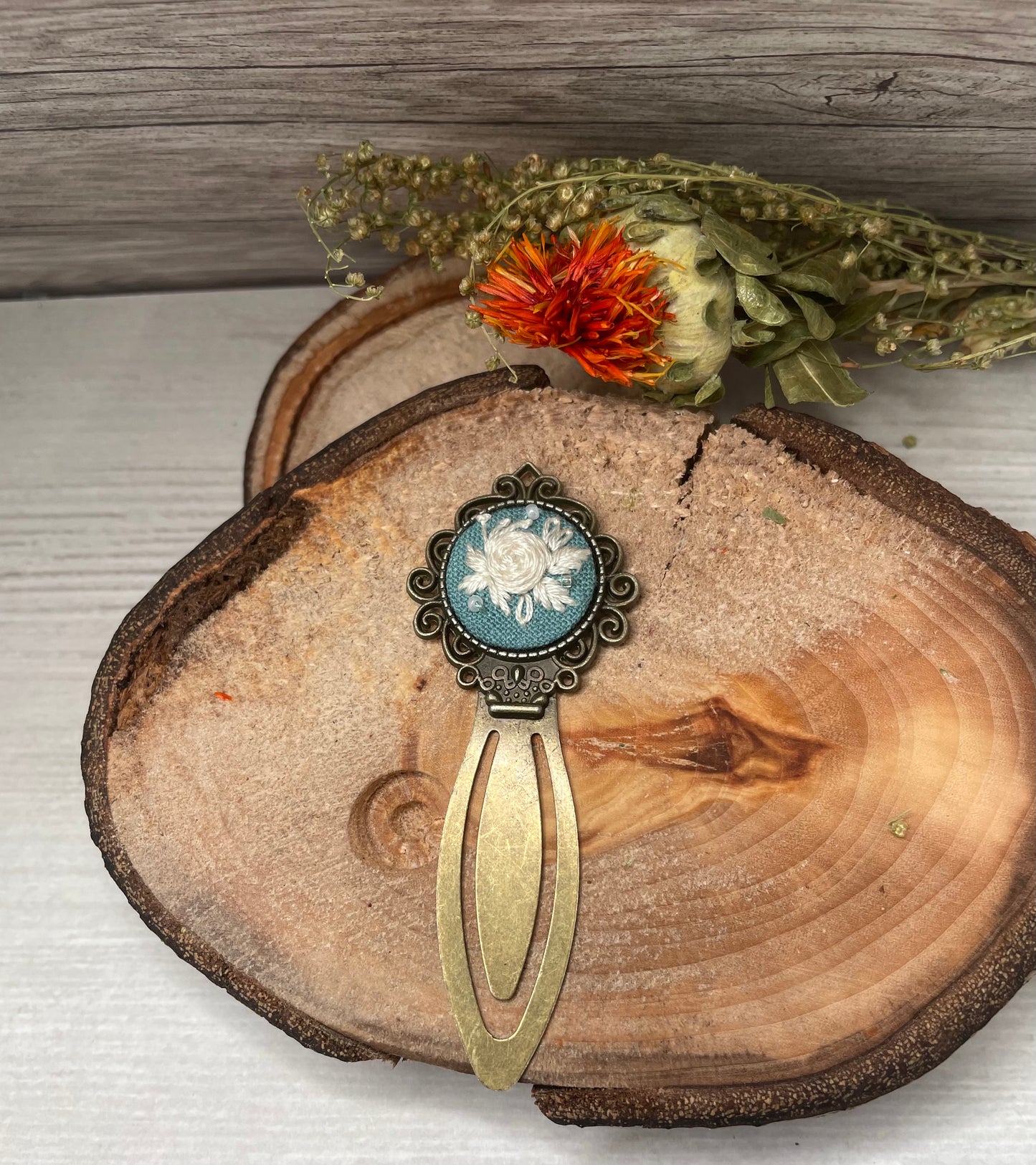 Blue Victorian Cameo Style Bookmark