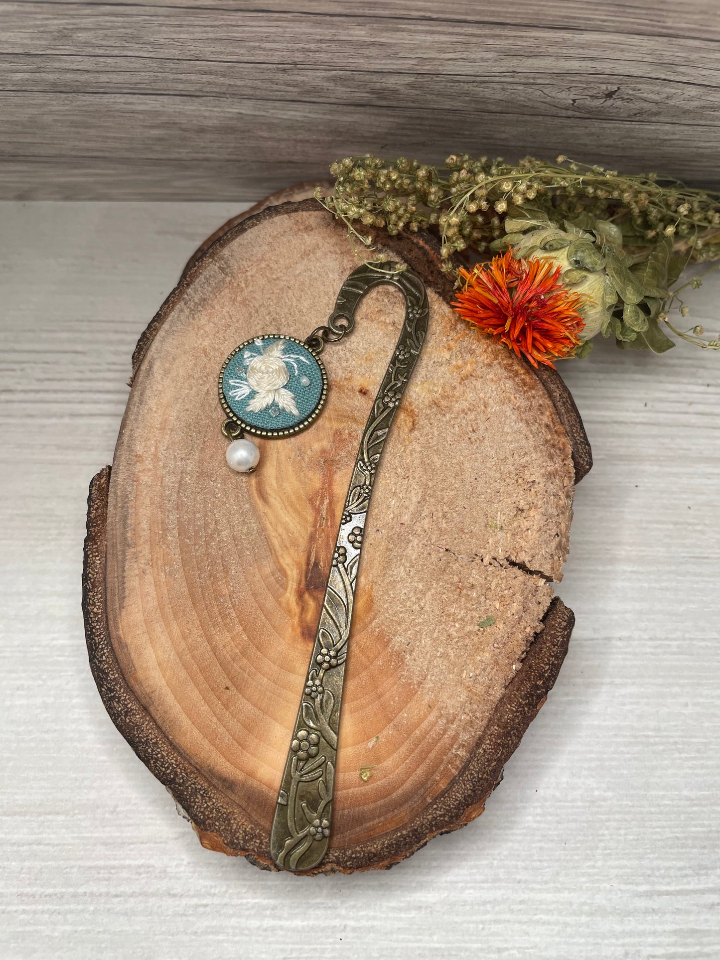 Blue Victorian Cameo Style Bookmark