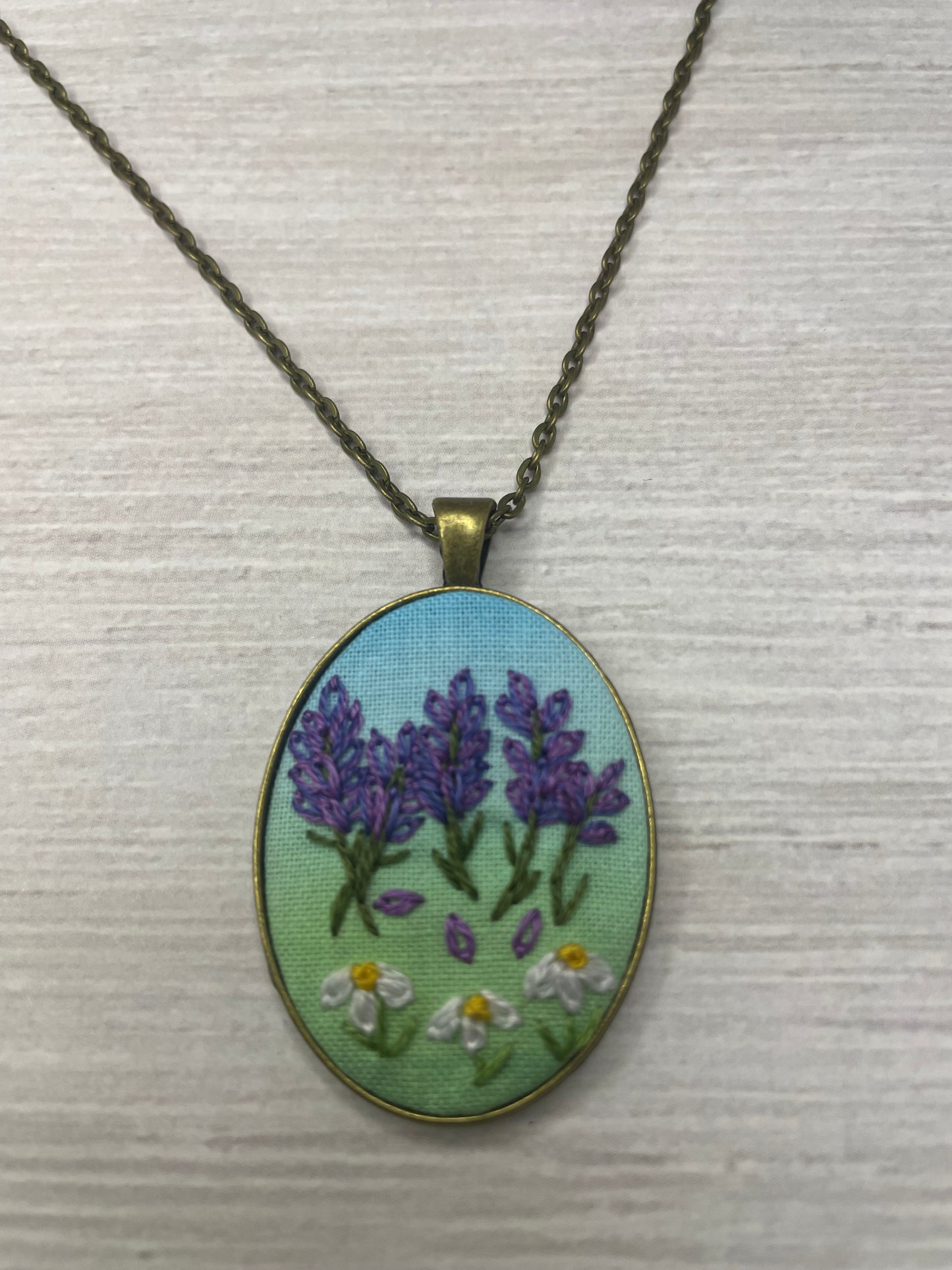 Lavender and Daisy Watercolor Necklace