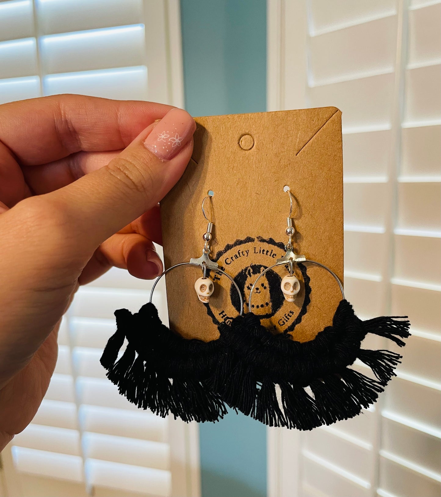 Skull Macrame Hoop Earrings