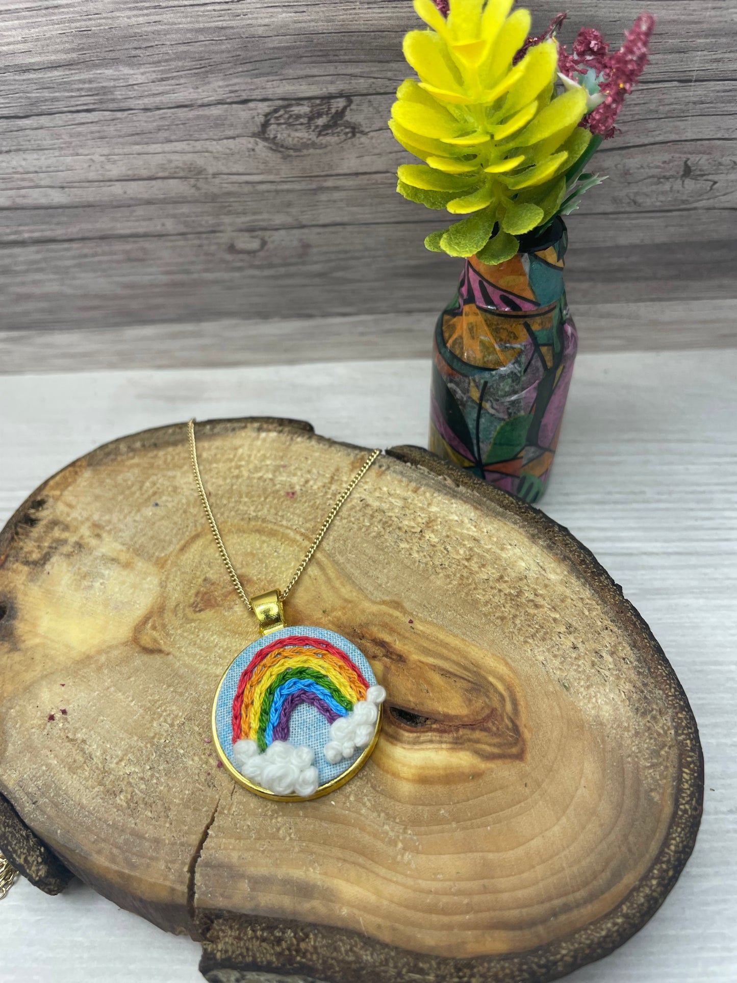 Rainbow Embroidered Necklace