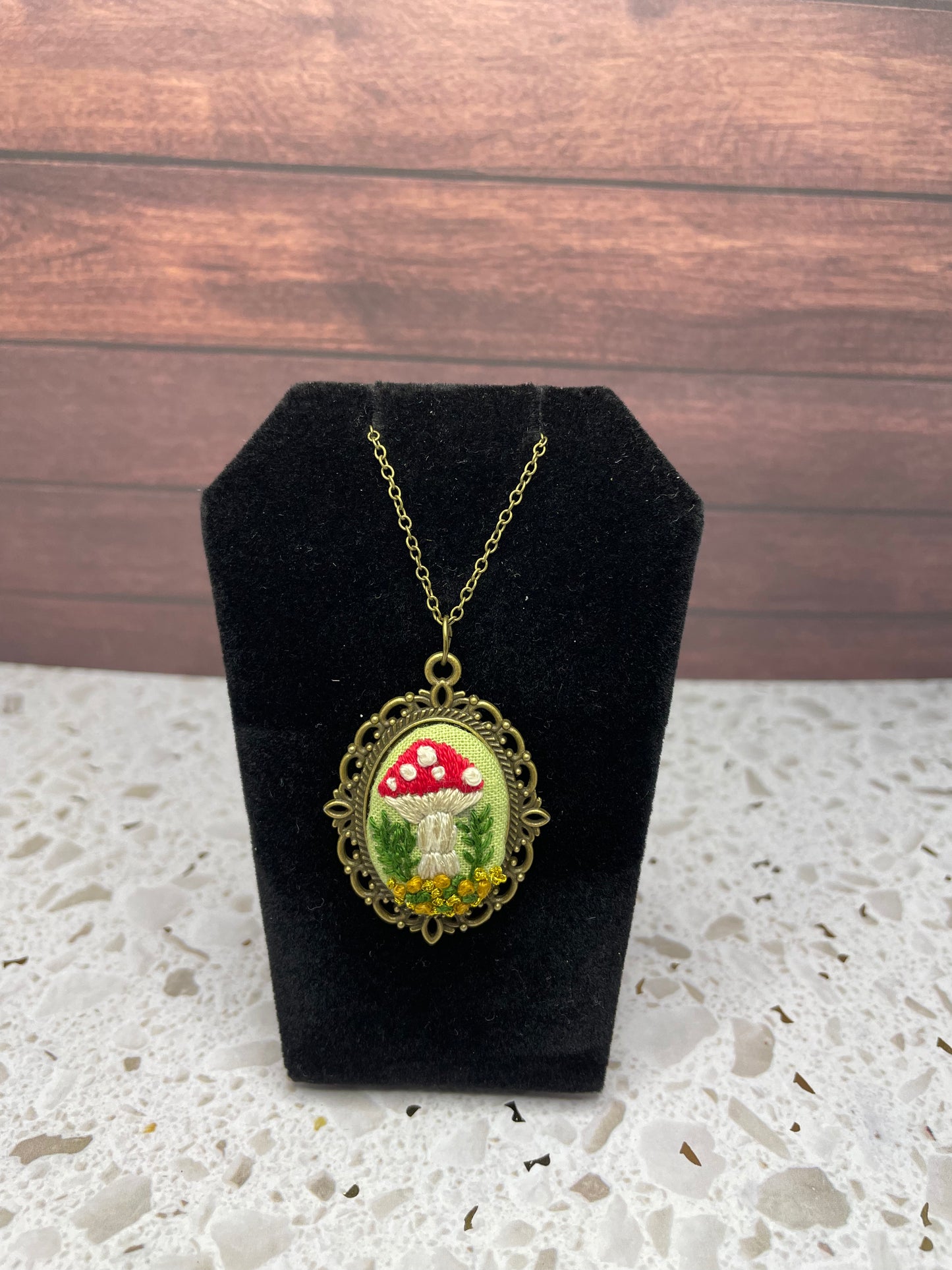 Mushroom Embroidered Necklace (Small)
