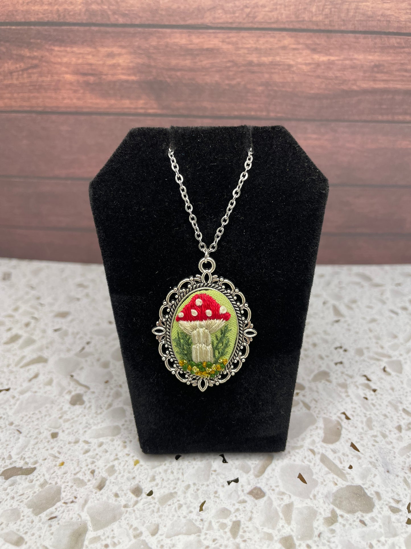 Mushroom Embroidered Necklace (Small)