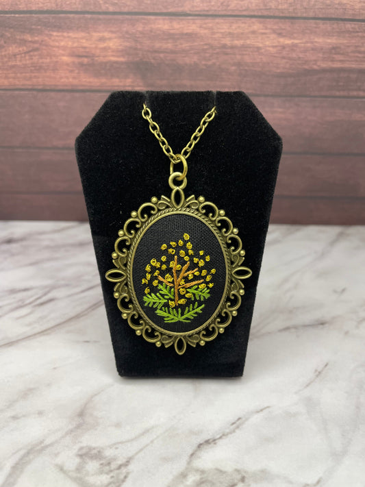 Gold Blossoms Embroidered Necklace