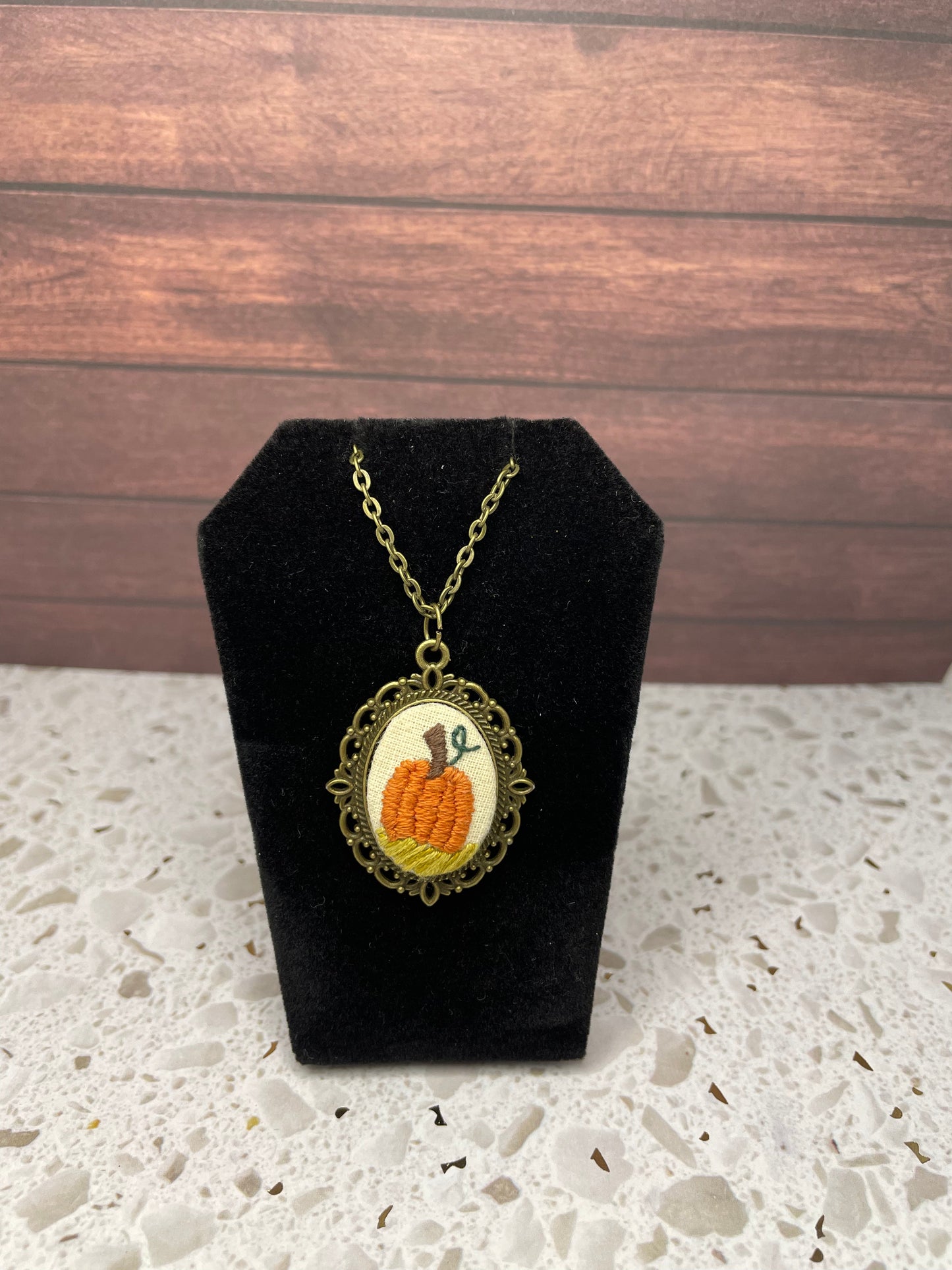 Pumpkin Patch Embroidered Necklace (Small)