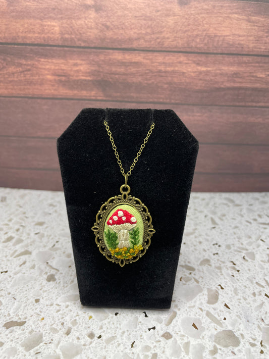 Mushroom Embroidered Necklace (Small)