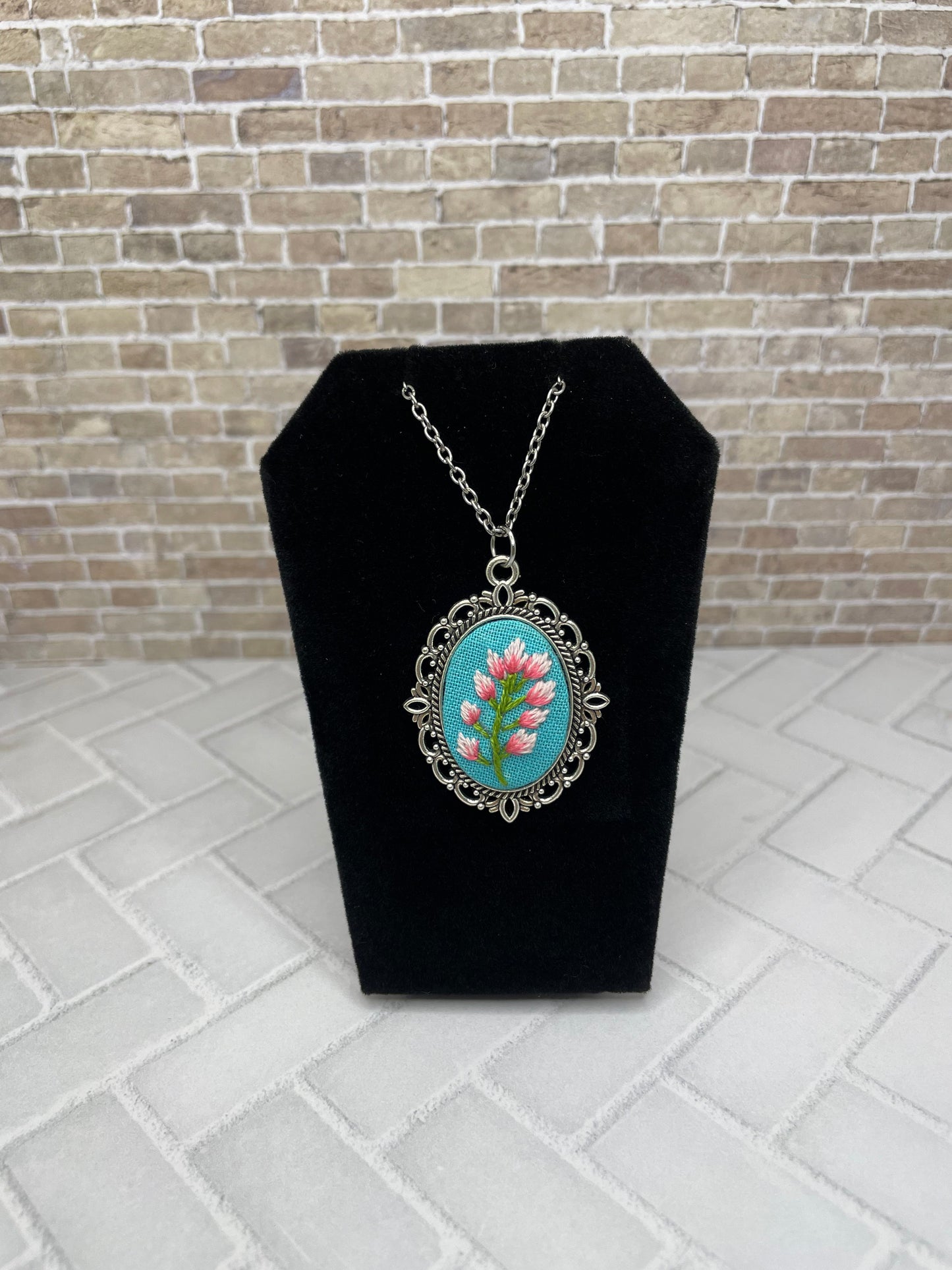 Spring Blossoms Embroidered Necklace (Small)