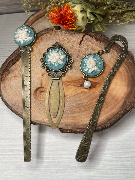 Blue Victorian Cameo Style Bookmark