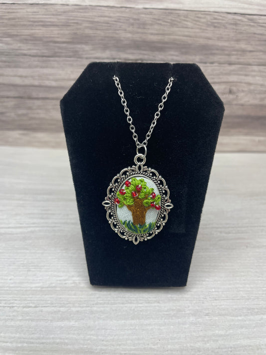 Apple Tree Embroidered Necklace (Small)