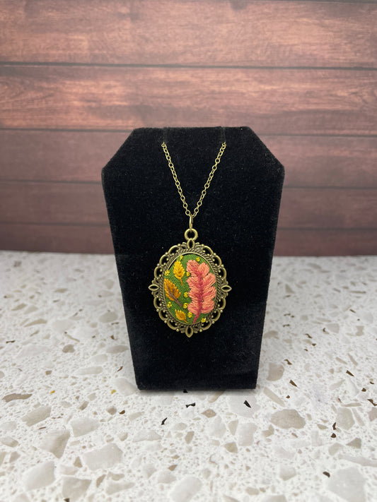 Fall Leaves Embroidered Necklace