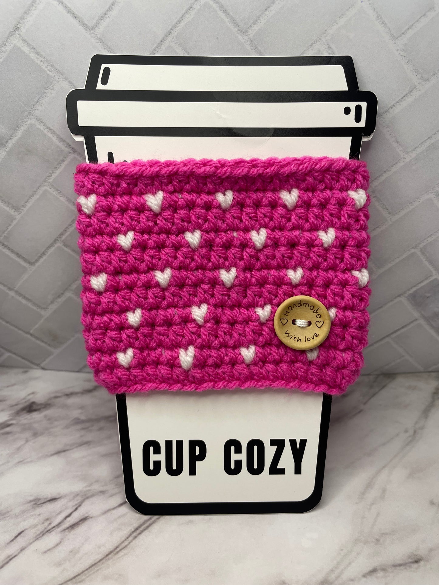 Tiny Hearts Coffee Cozy