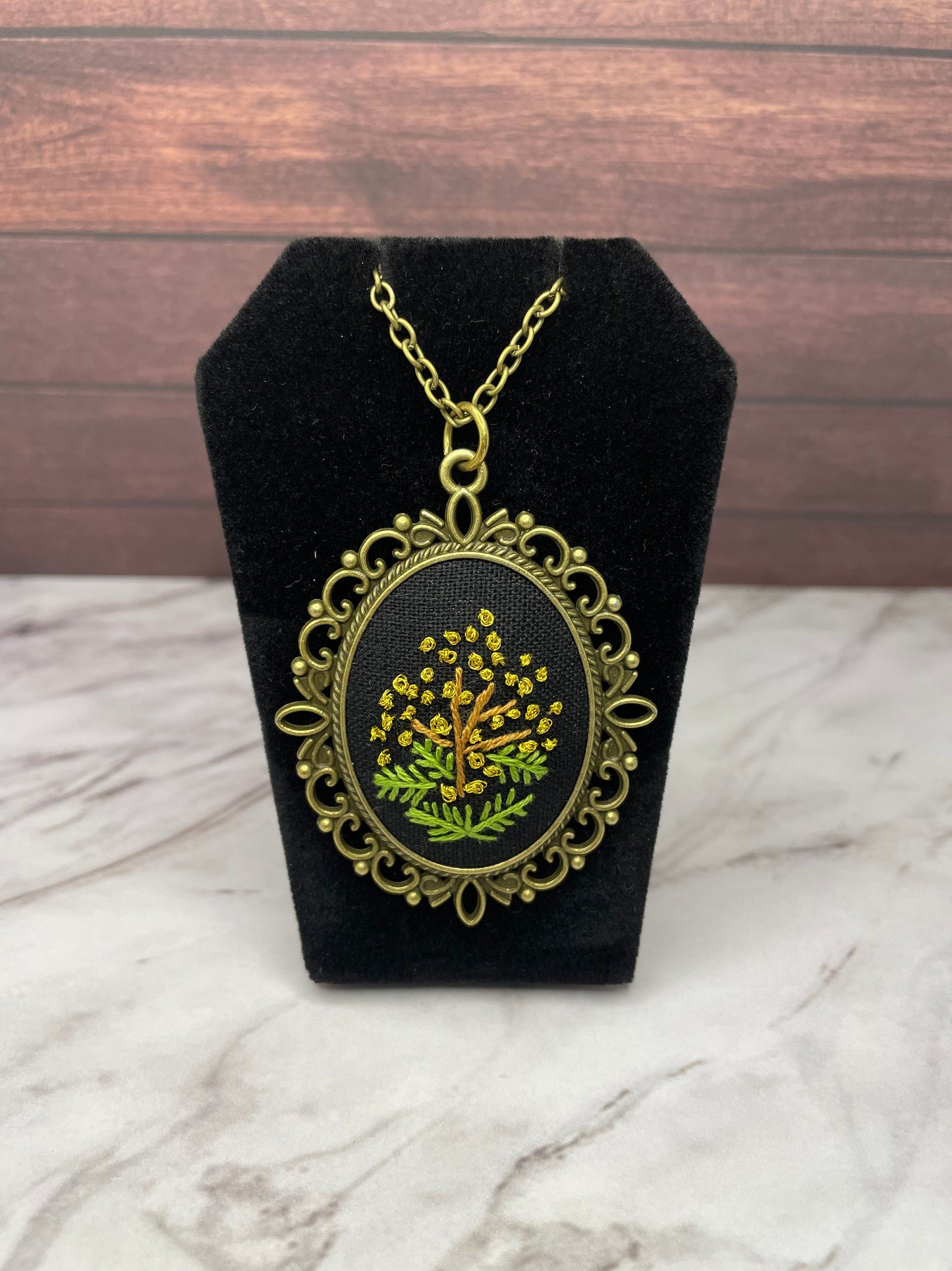 Gold Blossoms Embroidered Necklace