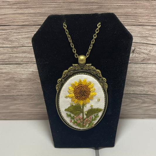 Sunflower Embroidered Necklace